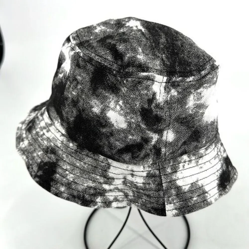 POL Women's‎ 100% Cotton Knit Tie Dye Bucket Hat Black White One Size